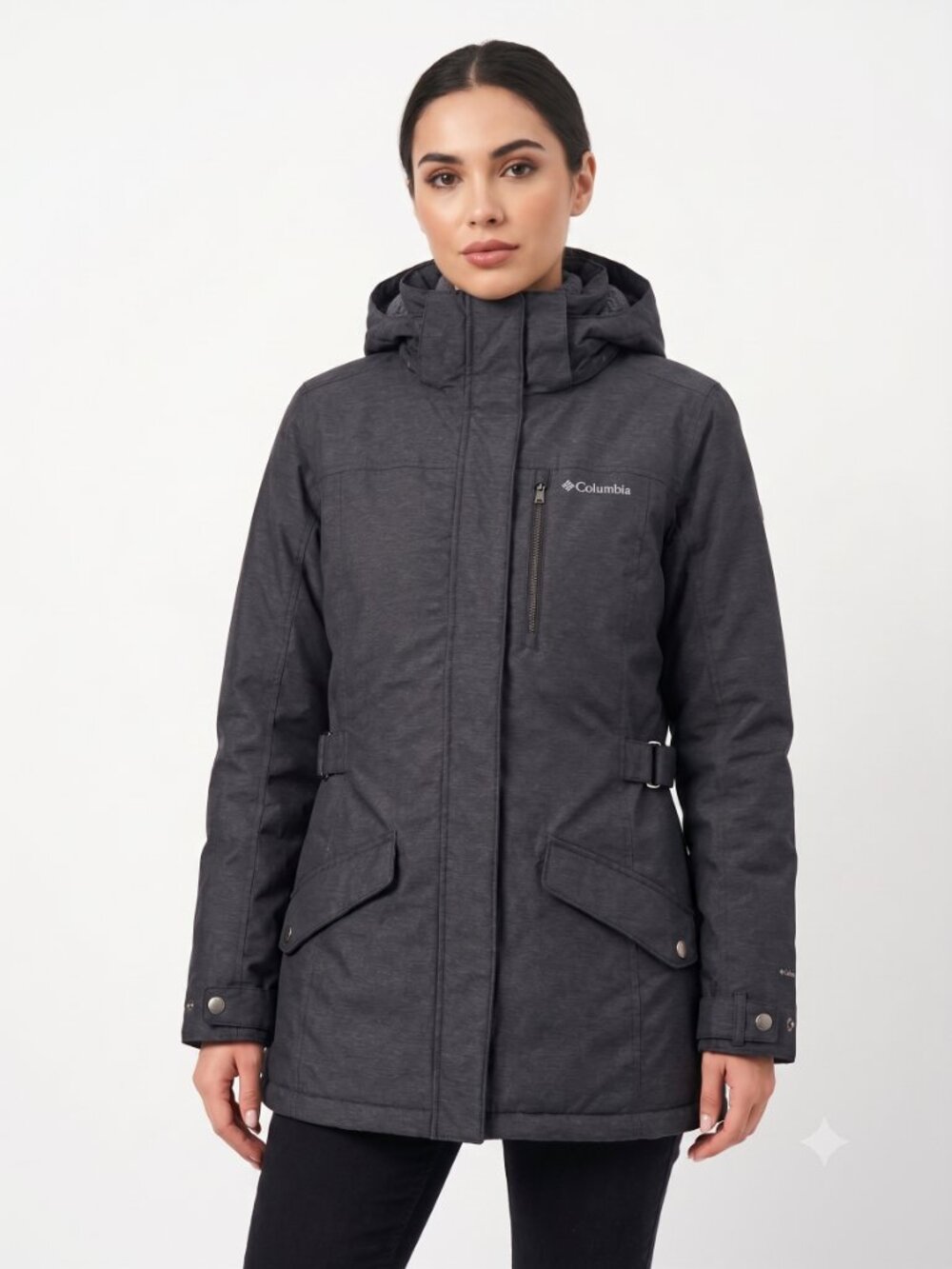 Columbia thermal coil women’s Gray Hooded Jacket L